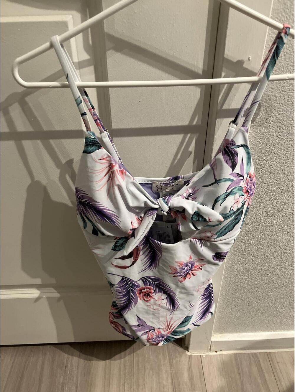 NWT Floral One-Piece Swimsuit with Front Knot Detail